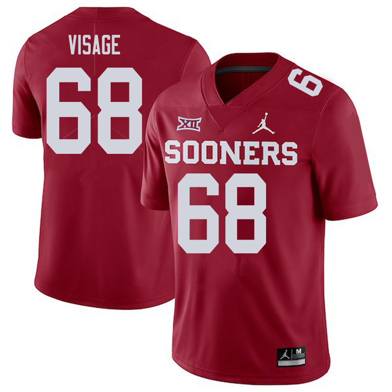 Oklahoma Sooners #68 Ayden Visage College Football Jerseys Sale-Crimson